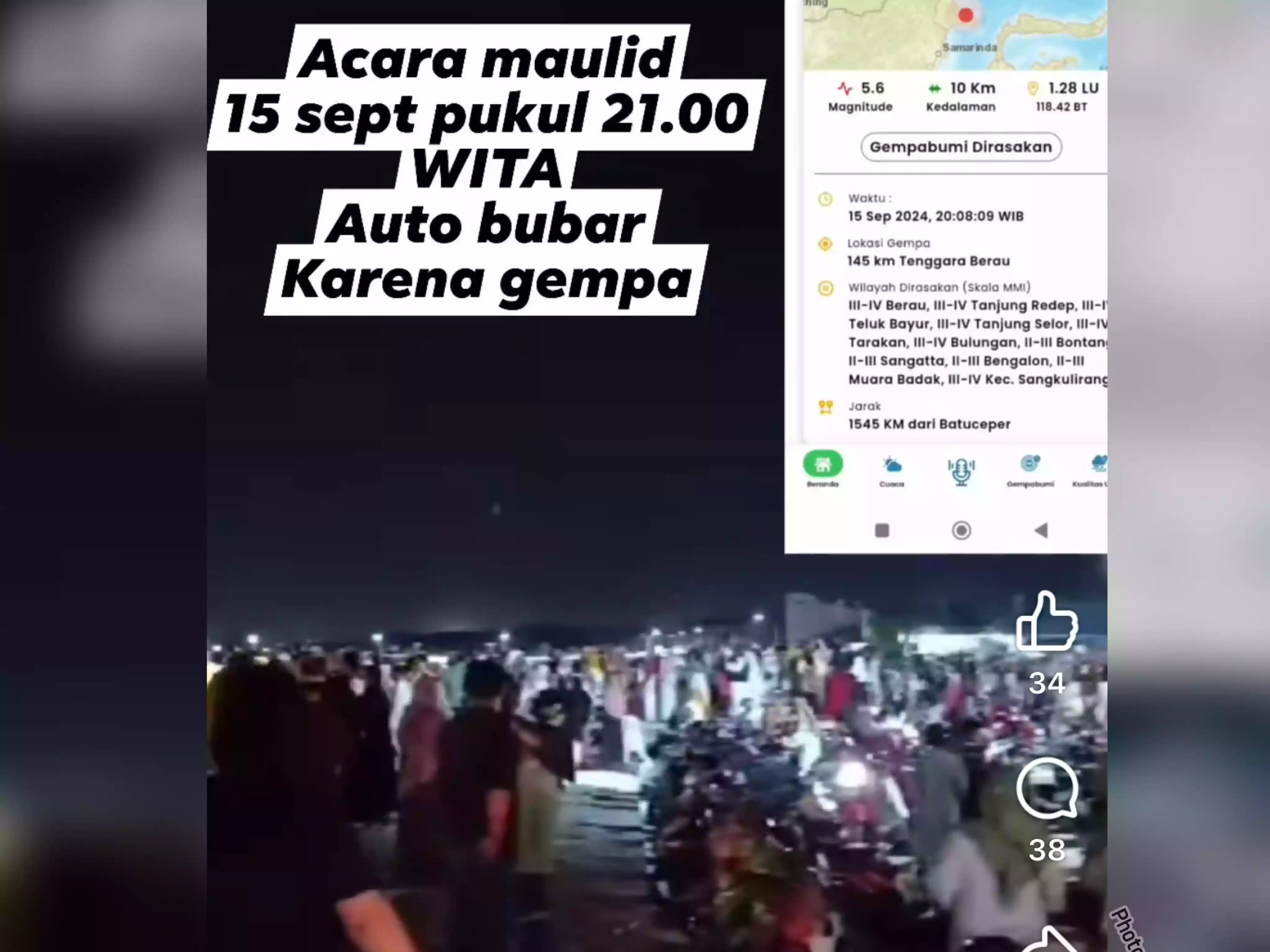 Perayaan Maulid Nabi di Masjid Terapung  Loktuan Sempat Terganggu Akibat Gempa, Jamaah Panik Berhamburan