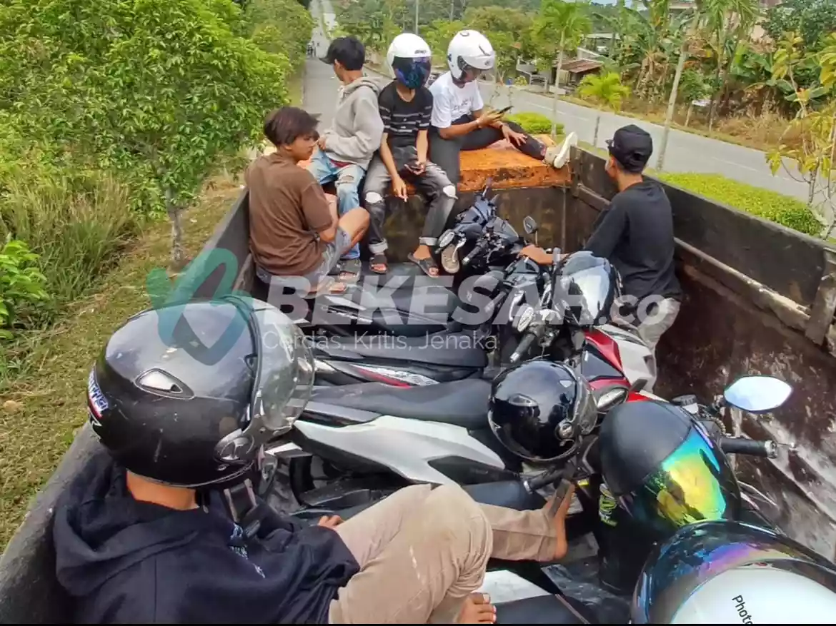 Polres Bontang Angkut 88 Unit Sepeda Motor yang Terlibat Balapan Liar Remaja di Bonles