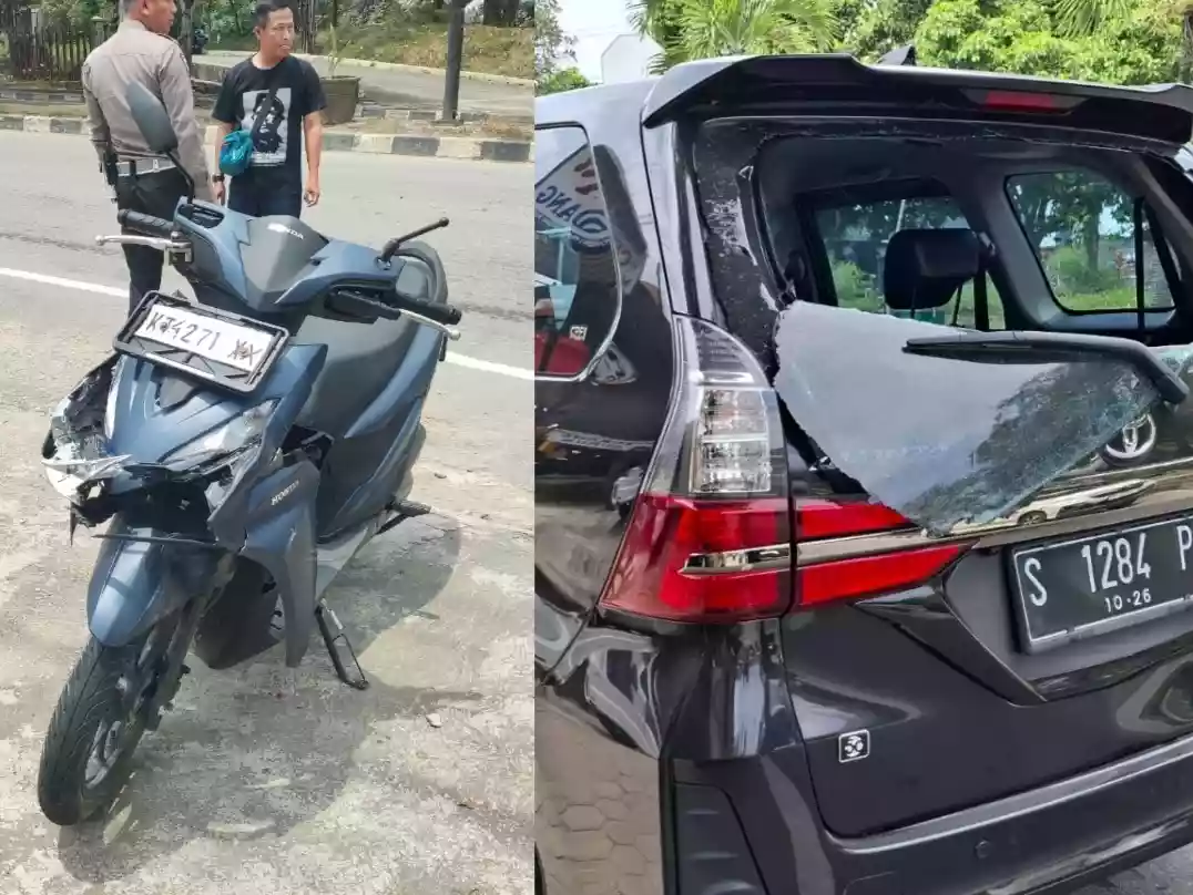 Seruduk Belakang Mobil Depan SPBU Kilo 6 Bontang, Pengendara Motor Cedera Mulut Dilarikan ke RS