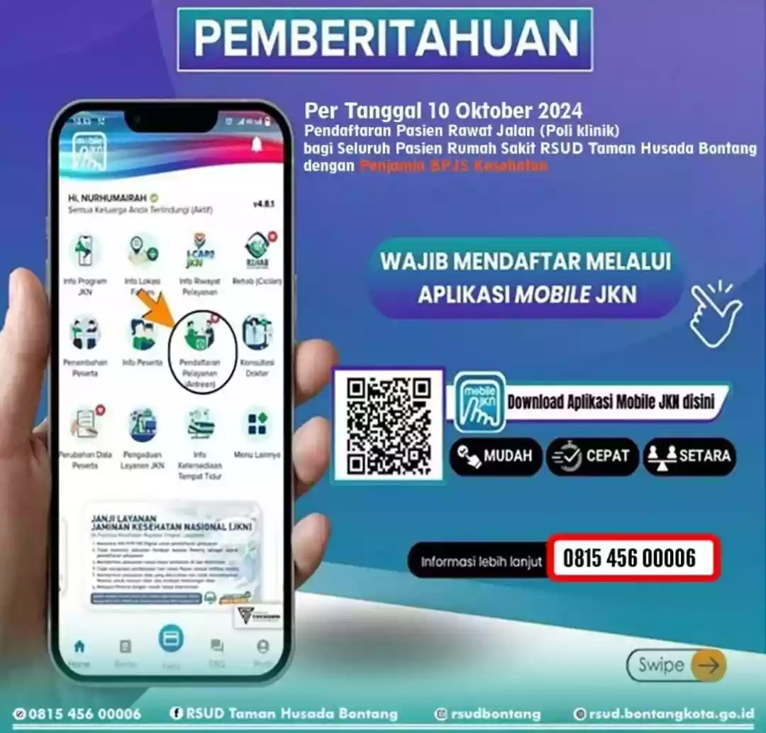 RSUD Taman Husada Wajibkan Pasien BPJS Daftar Rawat Jalan Pakai Aplikasi Mobile JKN