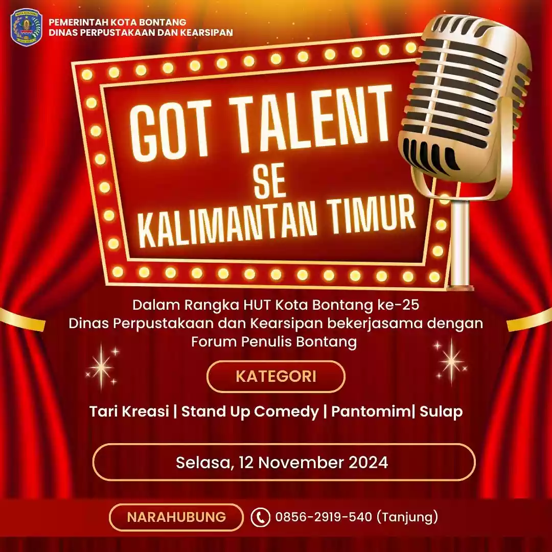 Siapkan Dirimu!! Dinas Perpustakaan dan Kearsipan Bontang Bersama Forum Penulis Akan Menggelar  Got Talent se-Kaltim