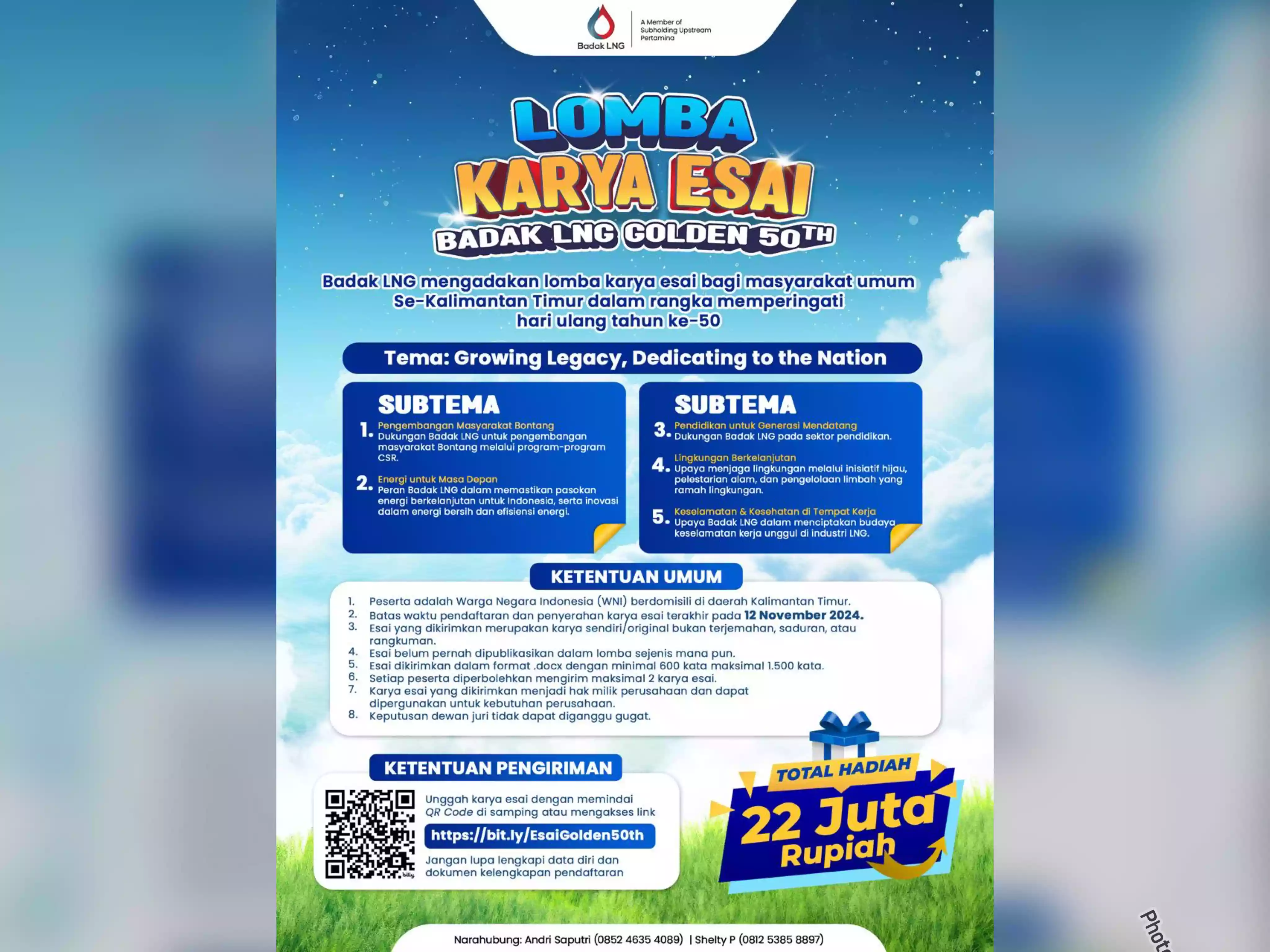 Badak LNG Gelar Lomba Esai Nasional, Hadiah Rp22 Juta untuk Warga Kaltim