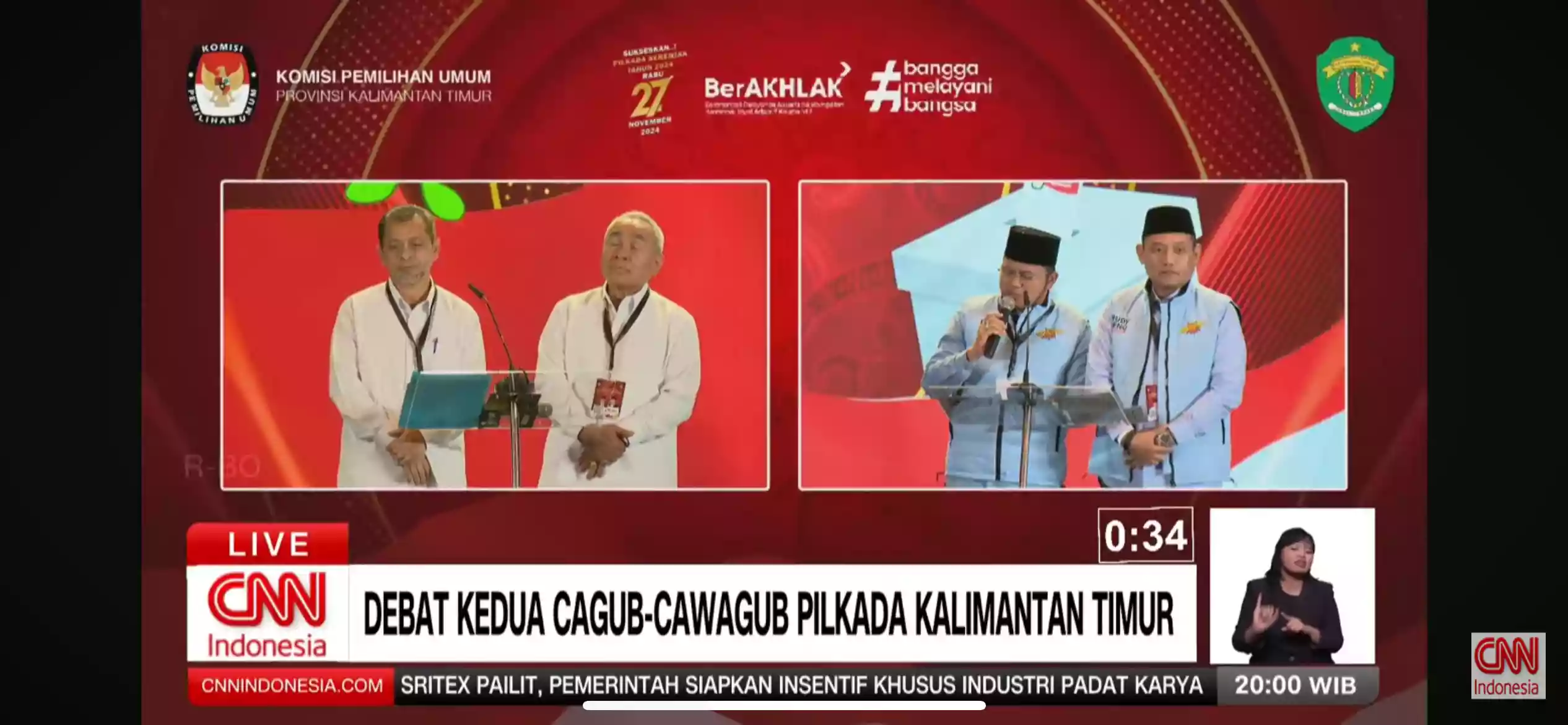 Masuki Segmen Kedua Debat Pilgub Kaltim, Paslon 01 Isran Noor Sebut Eks Bupati PPU Korupsi