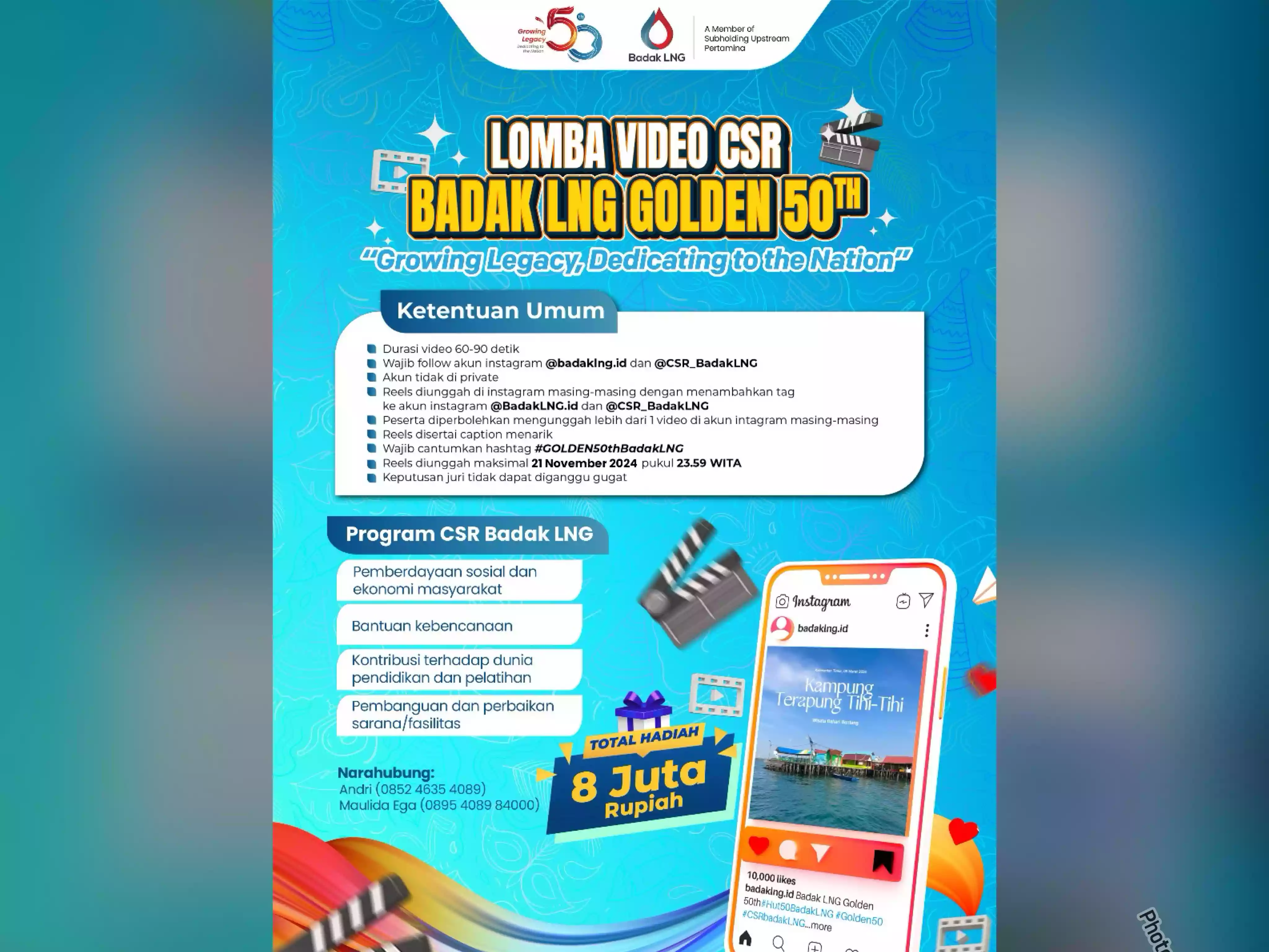 Lomba Video CSR Badak LNG Golden 50th: Total Hadiah Rp8 Juta