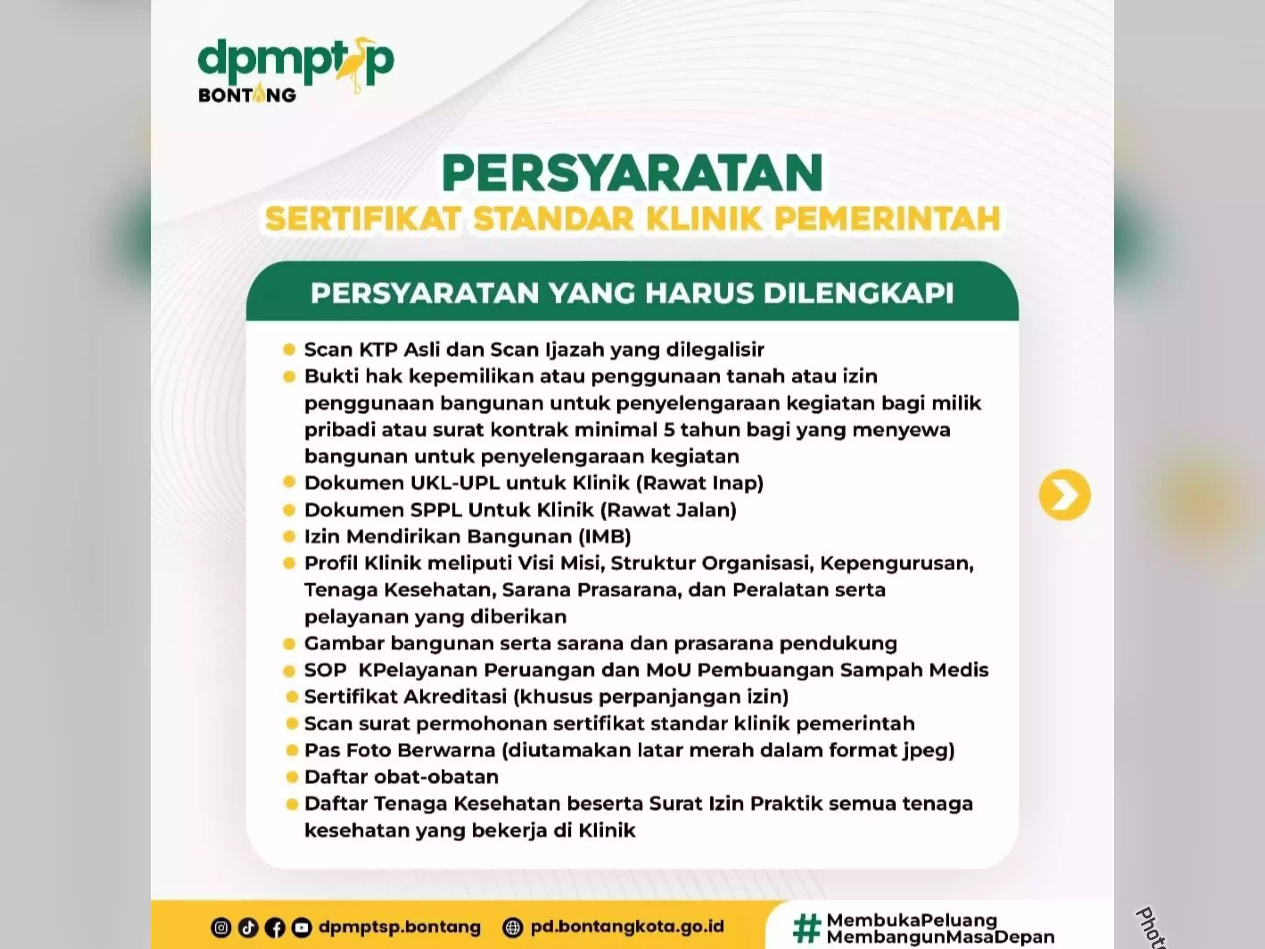 DPMPTSP Bontang Keluarkan Persyaratan Lengkap Sertifikat Standar Klinik Pemerintah