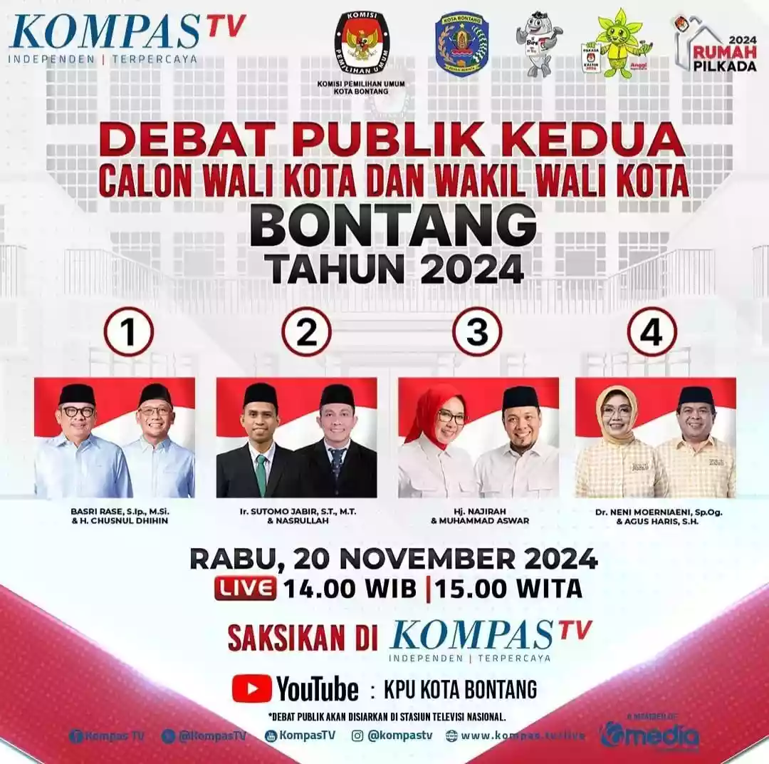 LIVE STREAMING: Debat Kedua Pilkada Bontang 2024