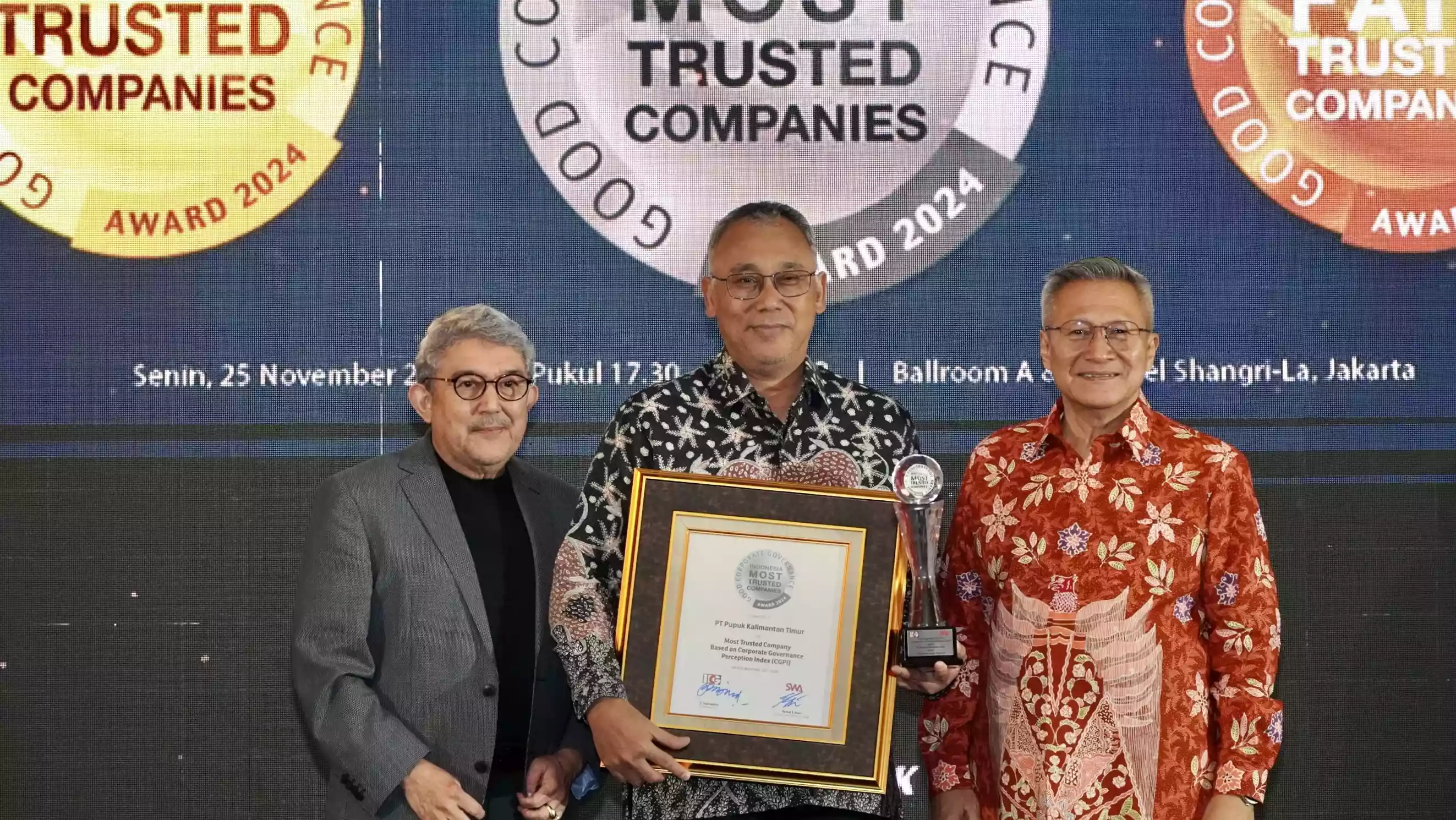 Pupuk Kaltim Pertahankan Predikat  The Most Trusted Company Lima Tahun Berturut-turut