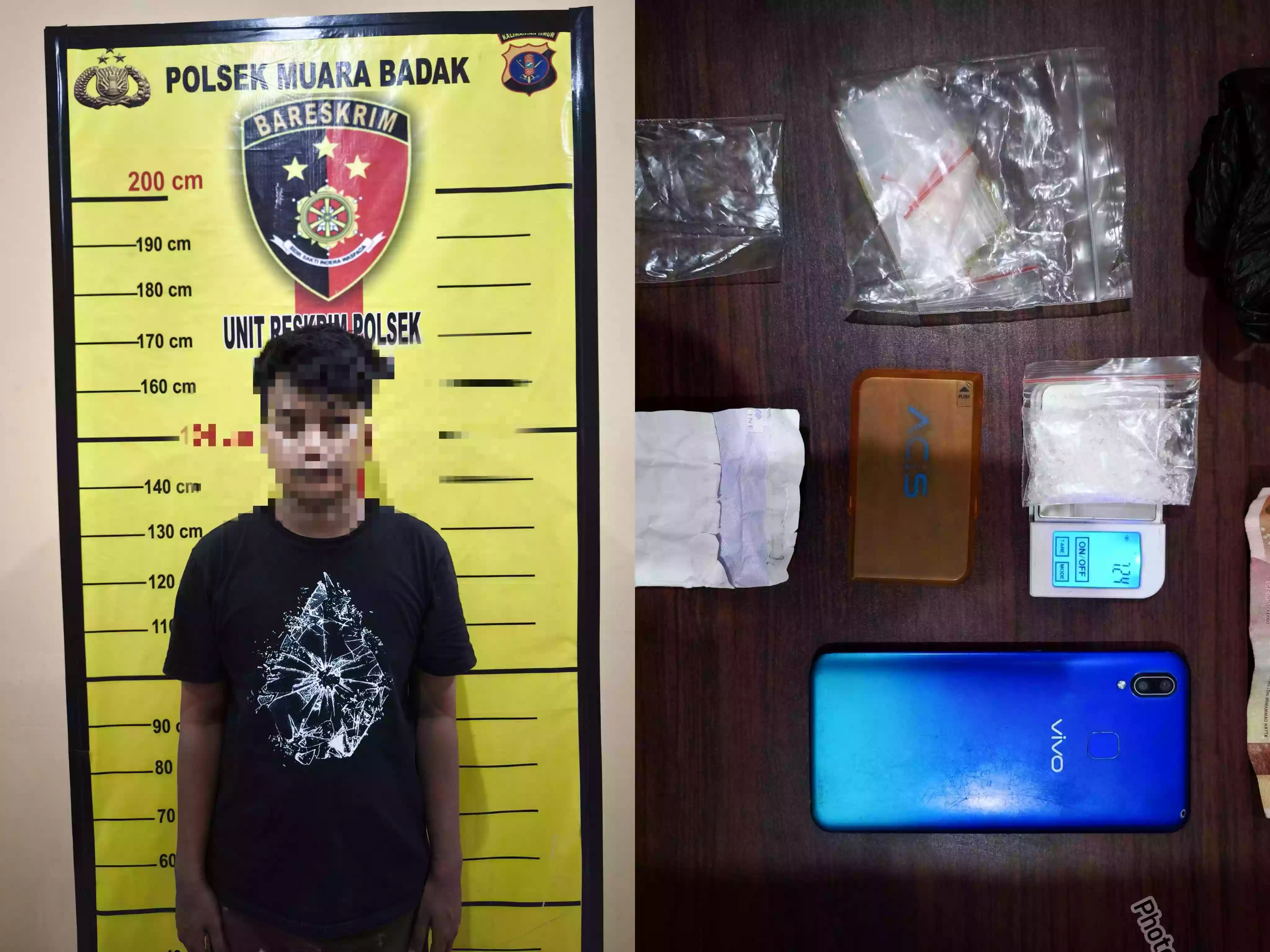 Polsek Muara Badak Tangkap Pengedar Narkoba, 7,24 Gram Sabu Diamankan