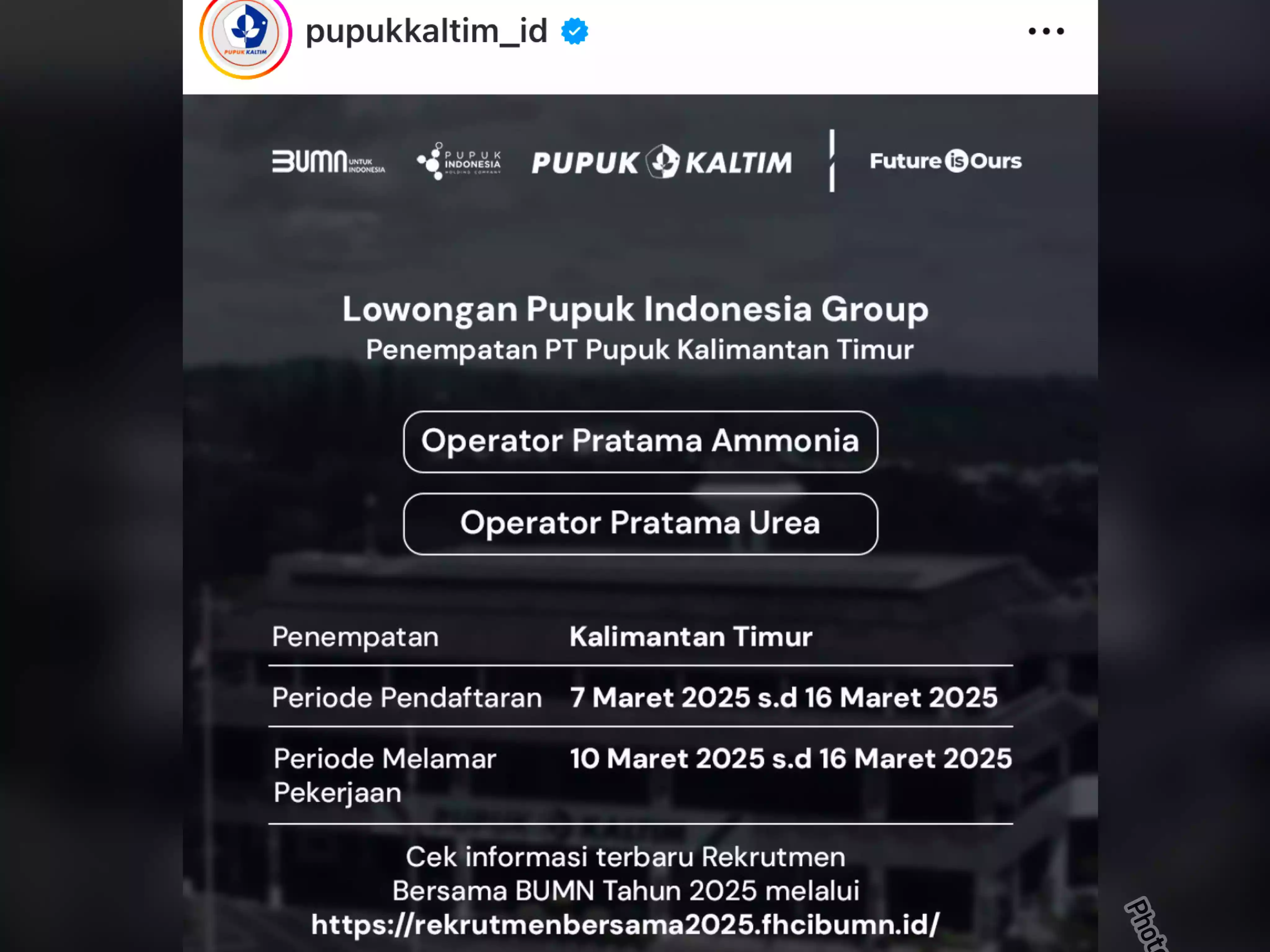 Pupuk Kaltim Buka Lowongan Operator Pratama Ammonia dan Urea, Simak Syaratnya