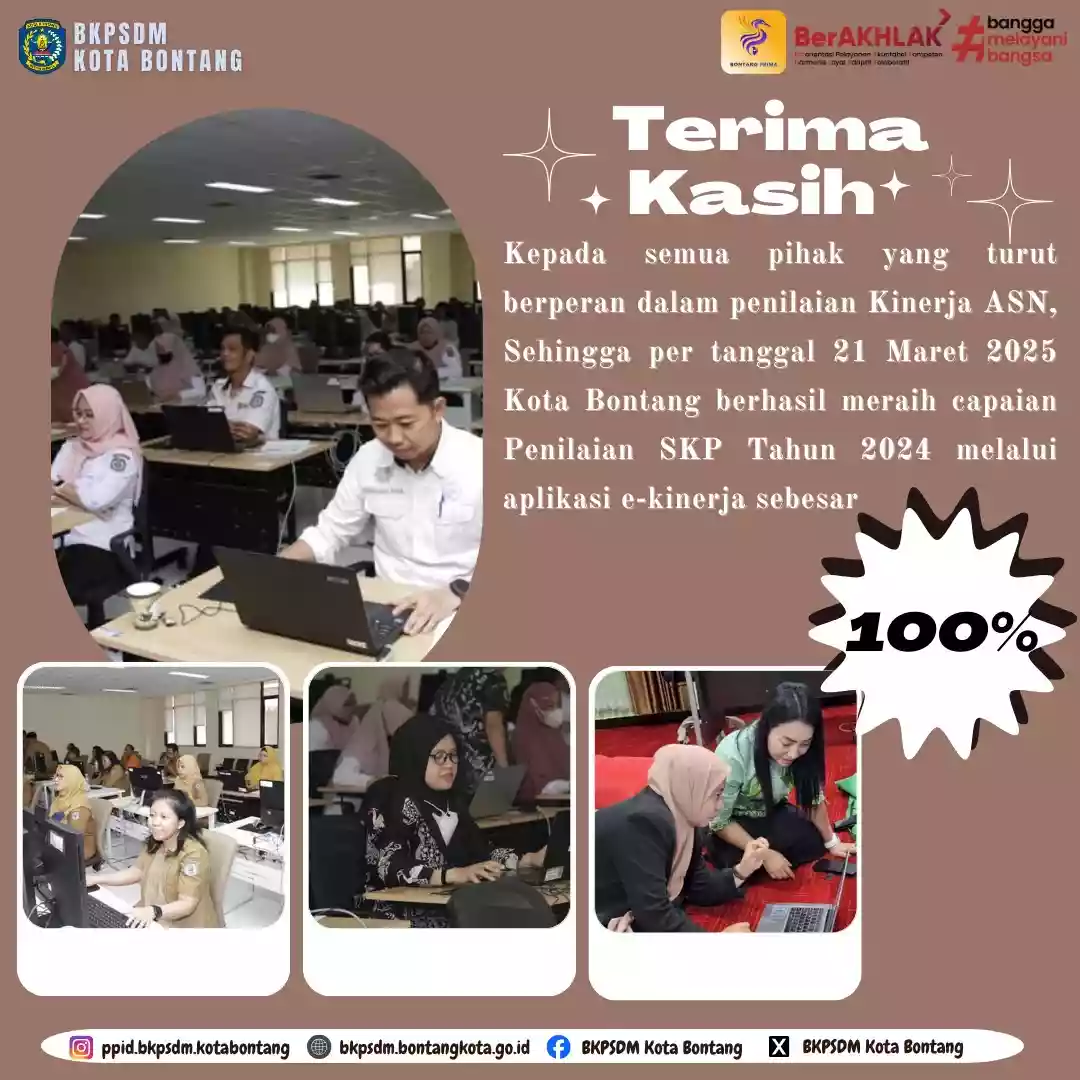 Pengisian E-Kinerja ASN Kota Bontang Capai 100 Persen, Lebih Cepat dari Tahun Sebelumnya