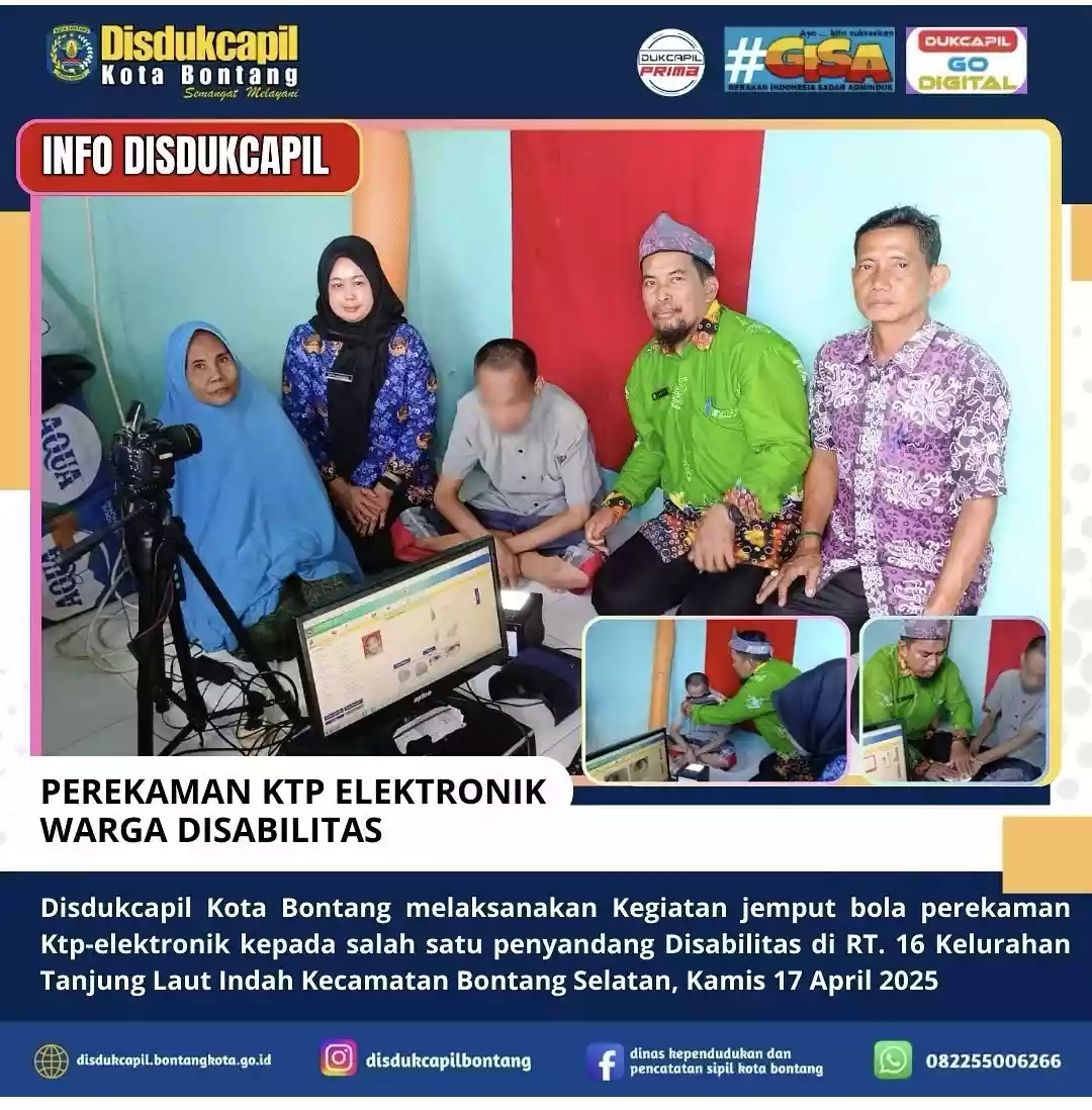 Disdukcapil Bontang Proaktif, Jemput Bola Rekam E-KTP untuk Penyandang Disabilitas