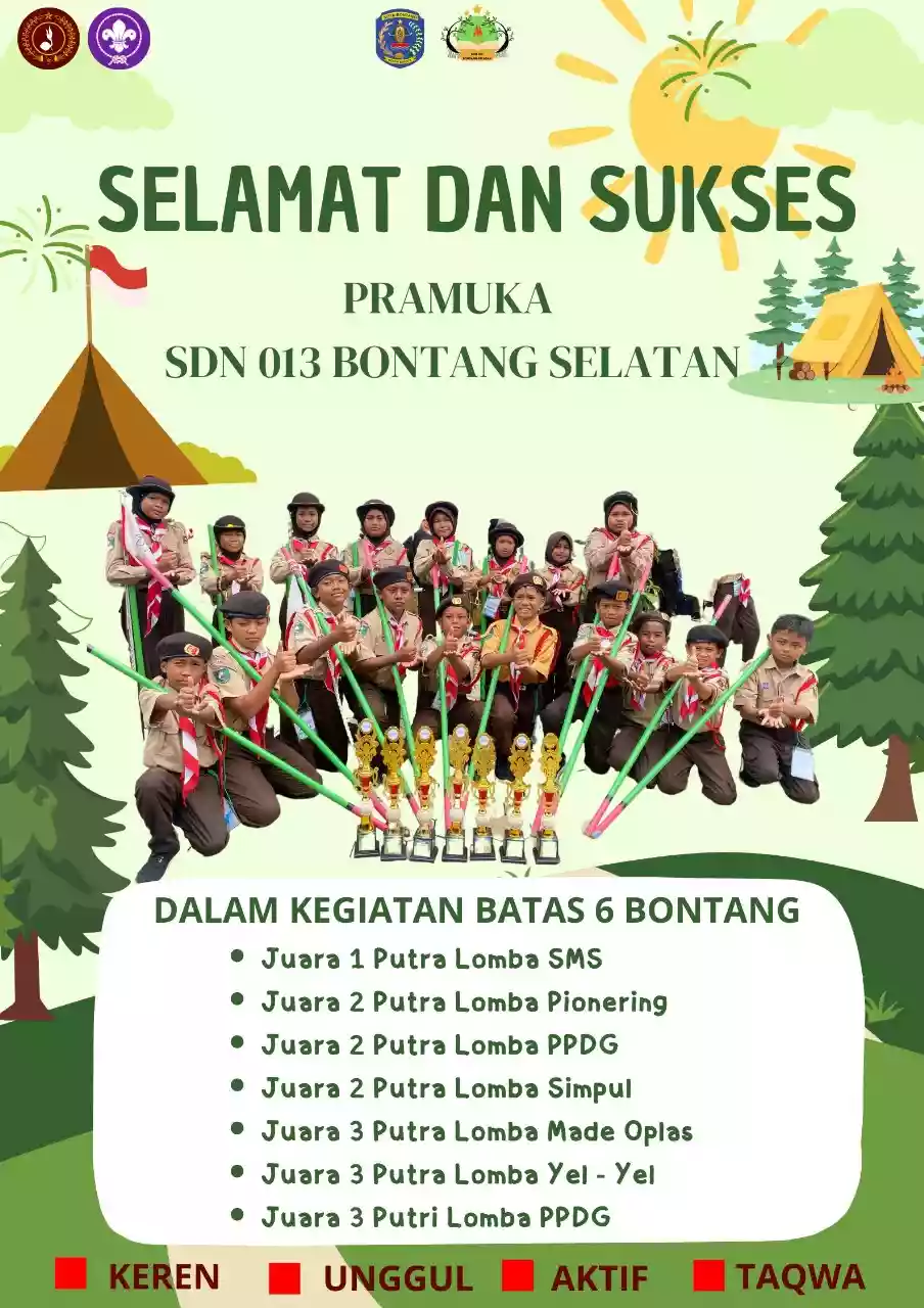 Tim Pramuka SDN 013 BS Borong 7 Piala di Ajang Battle Arena Of Scout Ke- 6