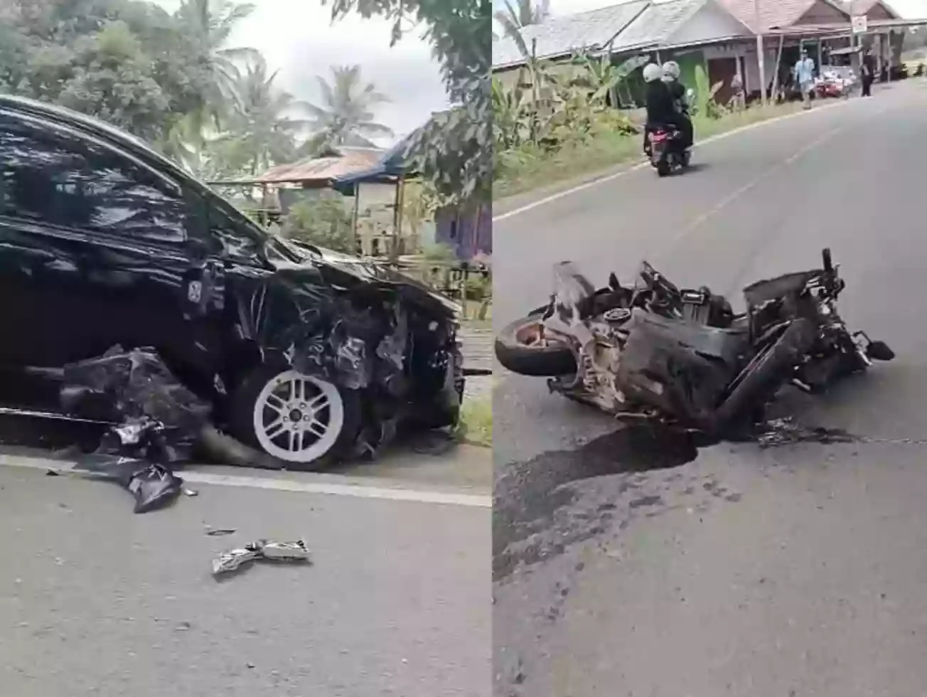 Mobil dan Motor Adu Banteng di Jalan Poros Bontang-Sangatta, Satu Pengendara Tak Sadarkan Diri