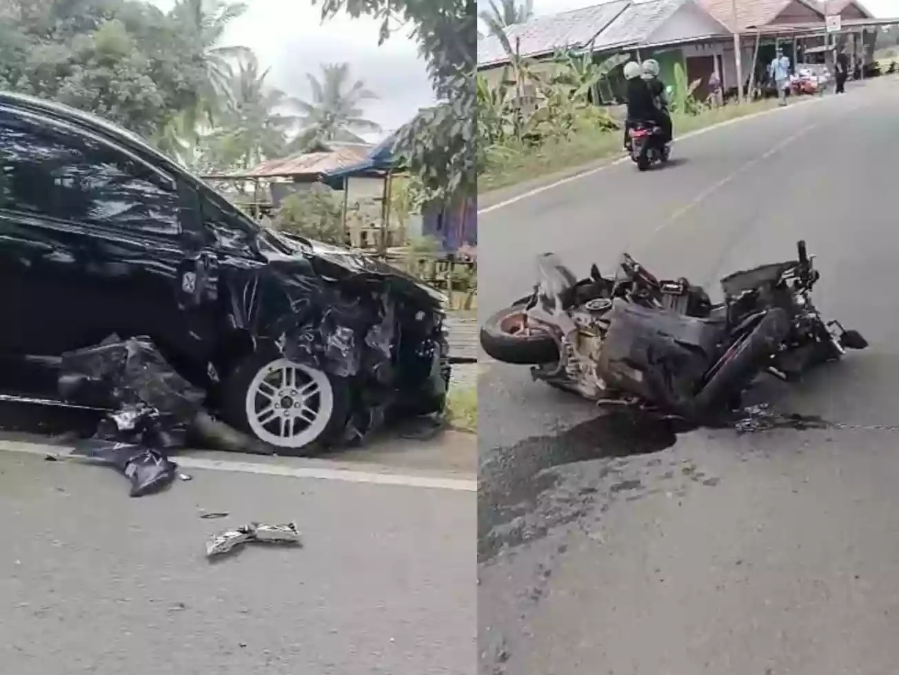 Mobil dan Motor Adu Banteng di Jalan Poros Bontang-Sangatta, Satu Pengendara Tak Sadarkan Diri