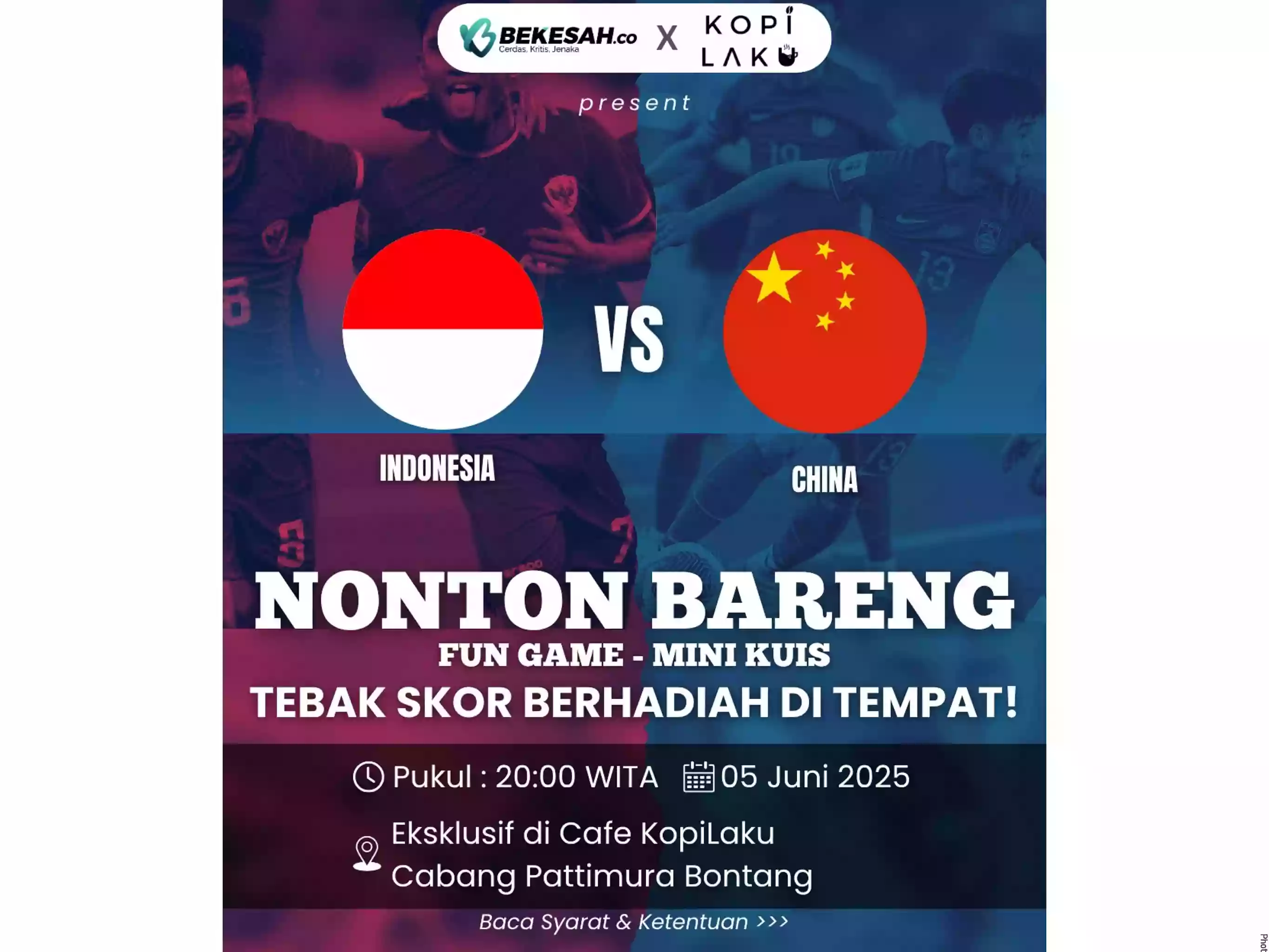 KopiLaku x Bekesah.co Gelar Nobar Timnas Indonesia vs China di Bontang, Temukan Banyak Hadiahnya