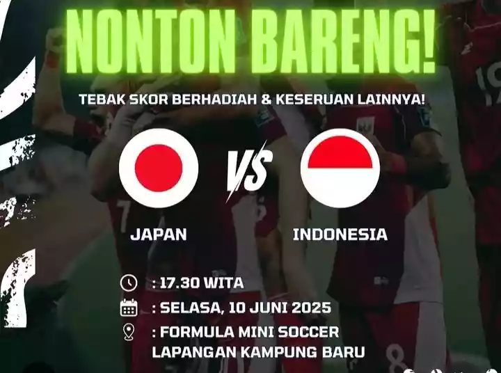 Jangan Lupa! Nanti Malam Nobar Jepang Versus Indonesia di Formula Mini Soccer Bontang