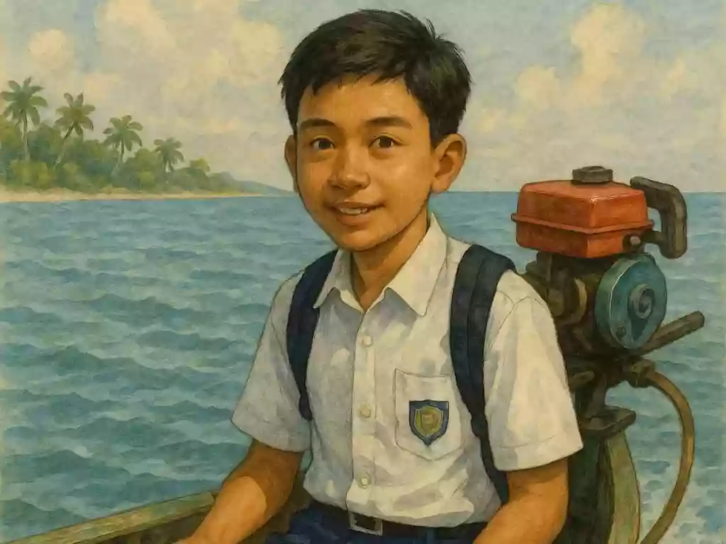Dua Anak Pesisir Kampung Malahing Terima Bantuan Perusahaan di Bontang
