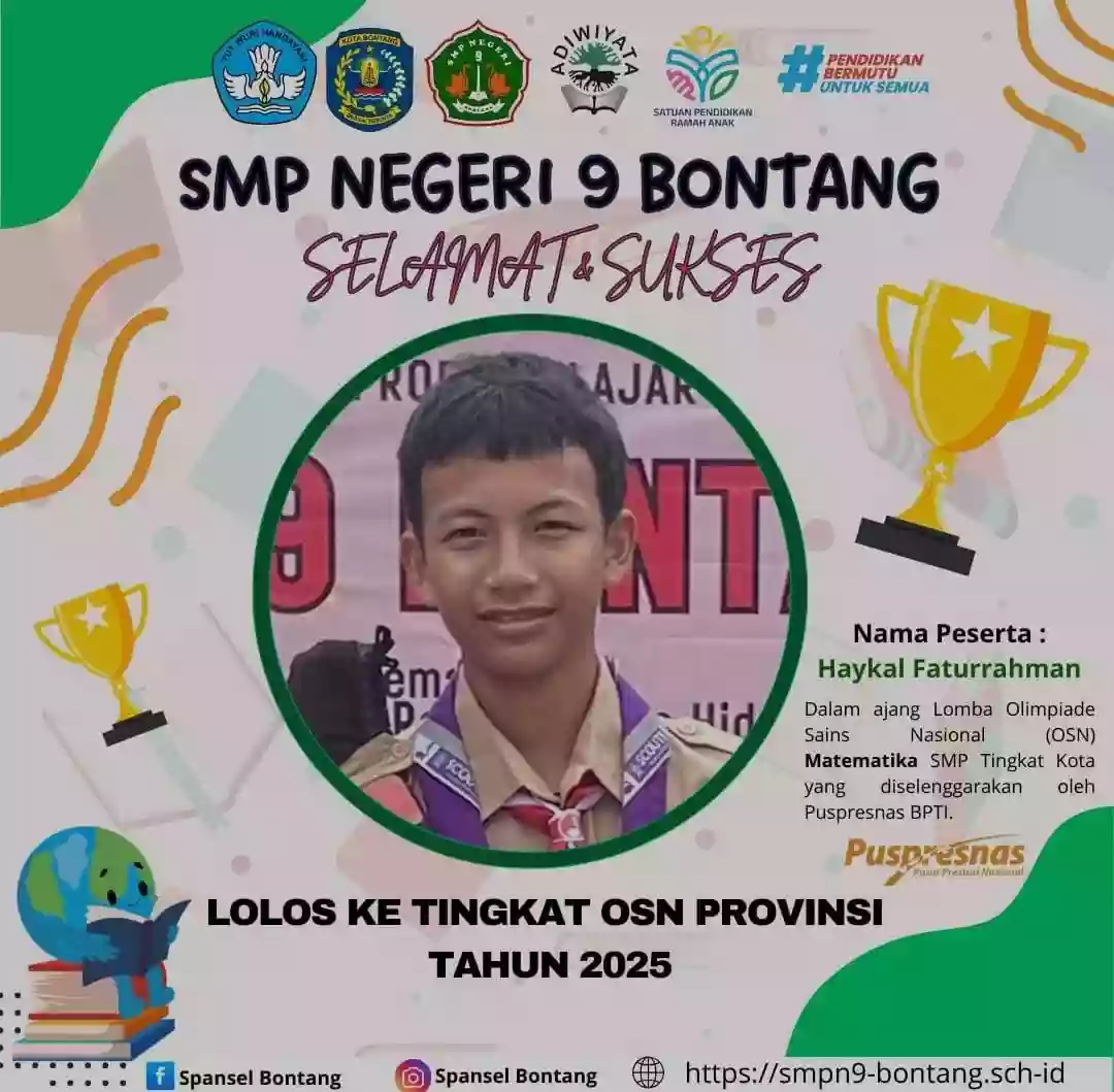 Haykal Faturrahman, Siswa SMPN 9 Bontang Lolos Seleksi OSN Matematika ke Tingkat Provinsi