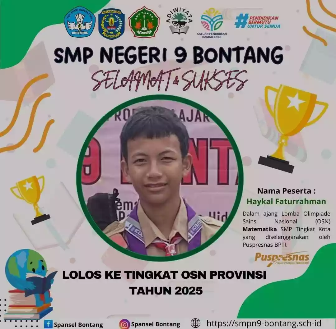 Haykal Faturrahman, Siswa SMPN 9 Bontang Lolos Seleksi OSN Matematika ke Tingkat Provinsi