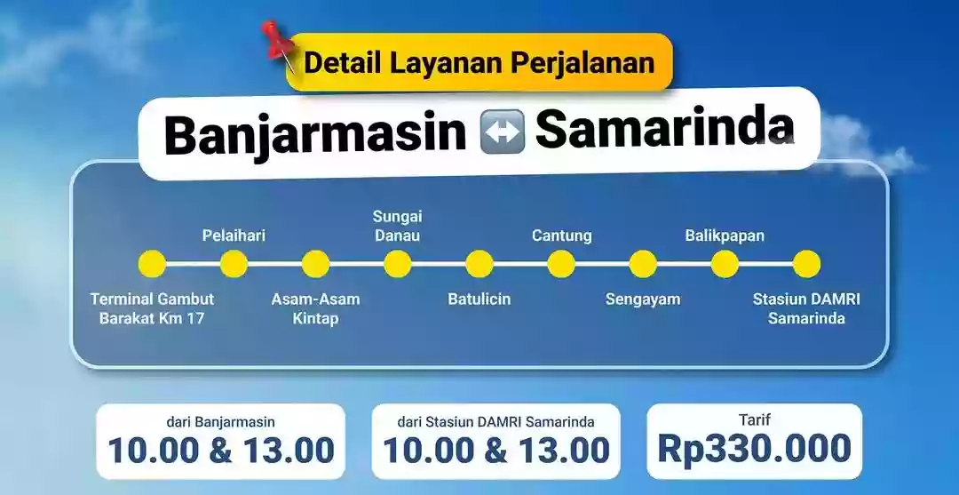 Ini Kota yang Dilalui Rute Baru DAMRI Banjarmasin-Samarinda