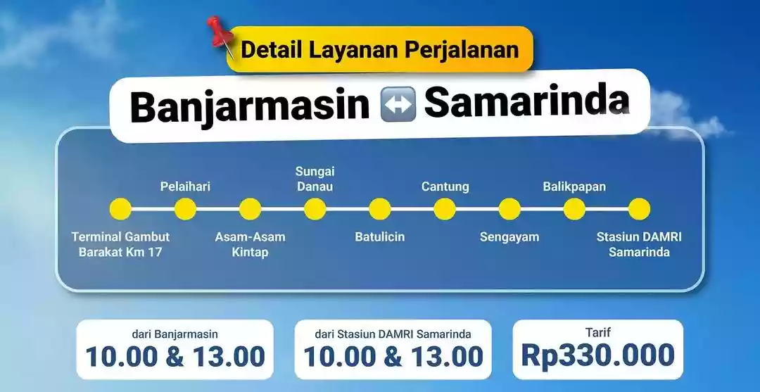 Ini Kota yang Dilalui Rute Baru DAMRI Banjarmasin-Samarinda