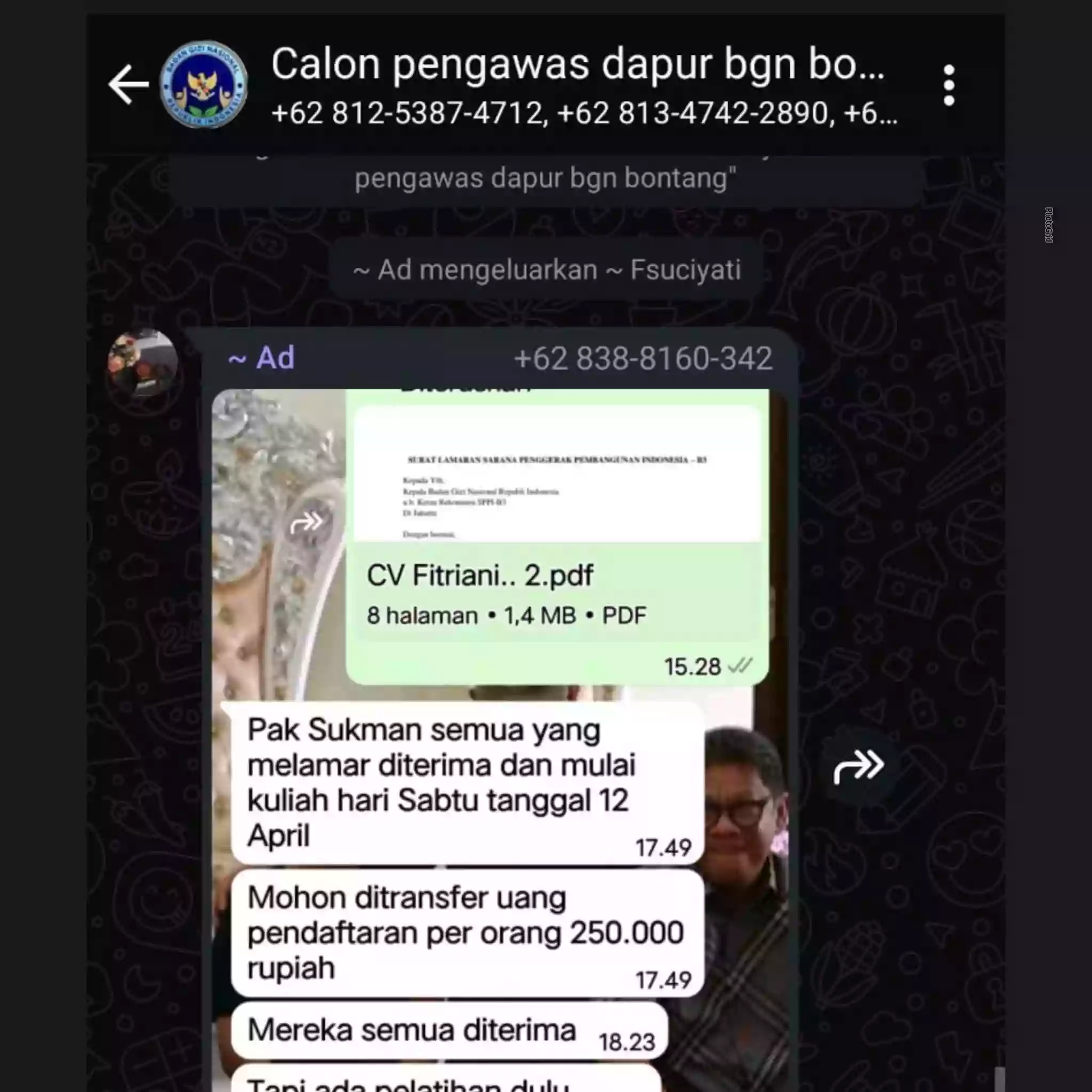 EKSKLUSIF - Dugaan Lowongan Fiktif Pengawas MBG Menguat, Sejumlah Warga Bontang Transfer Uang Ikut Pelatihan