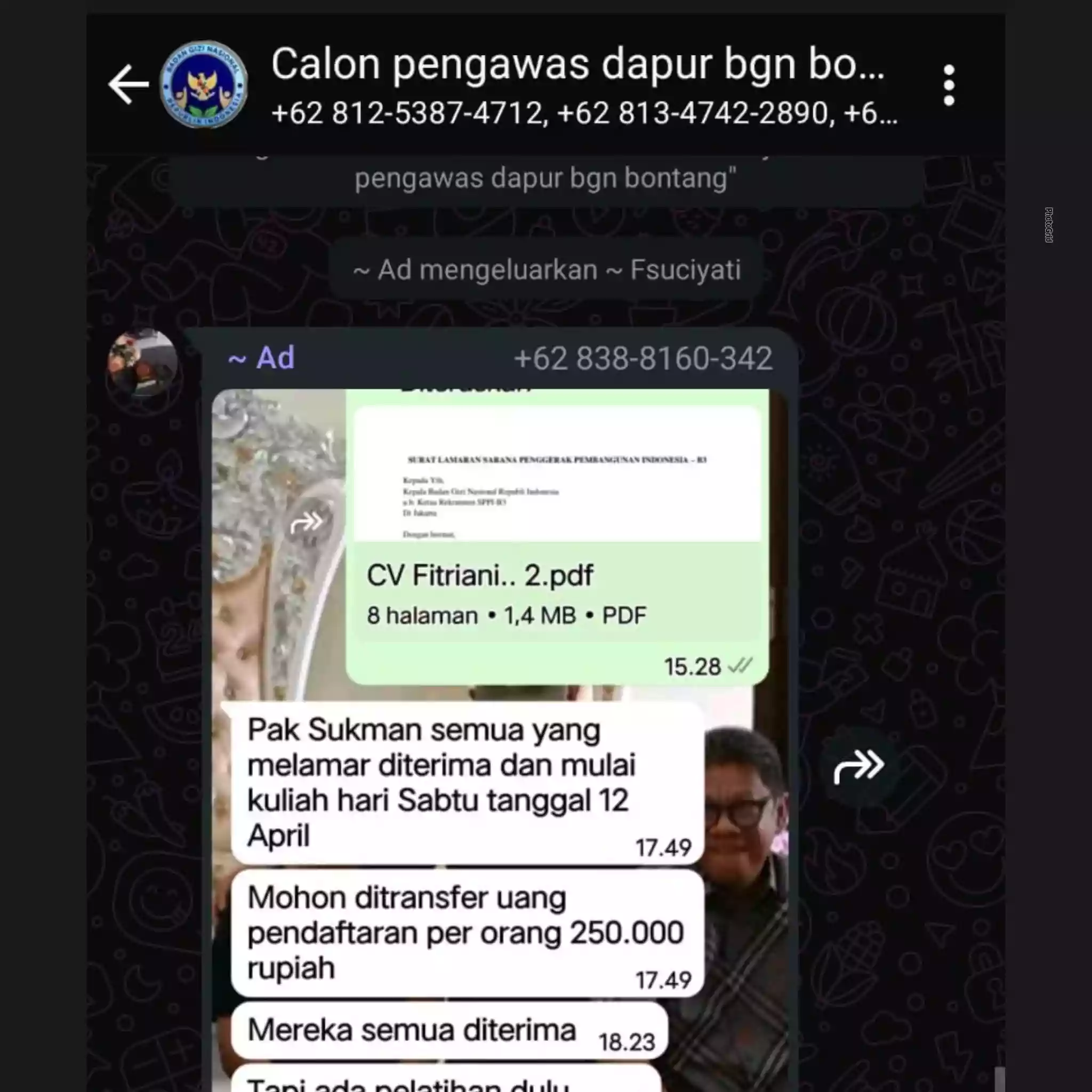 EKSKLUSIF - Dugaan Lowongan Fiktif Pengawas MBG Menguat, Sejumlah Warga Bontang Transfer Uang Ikut Pelatihan