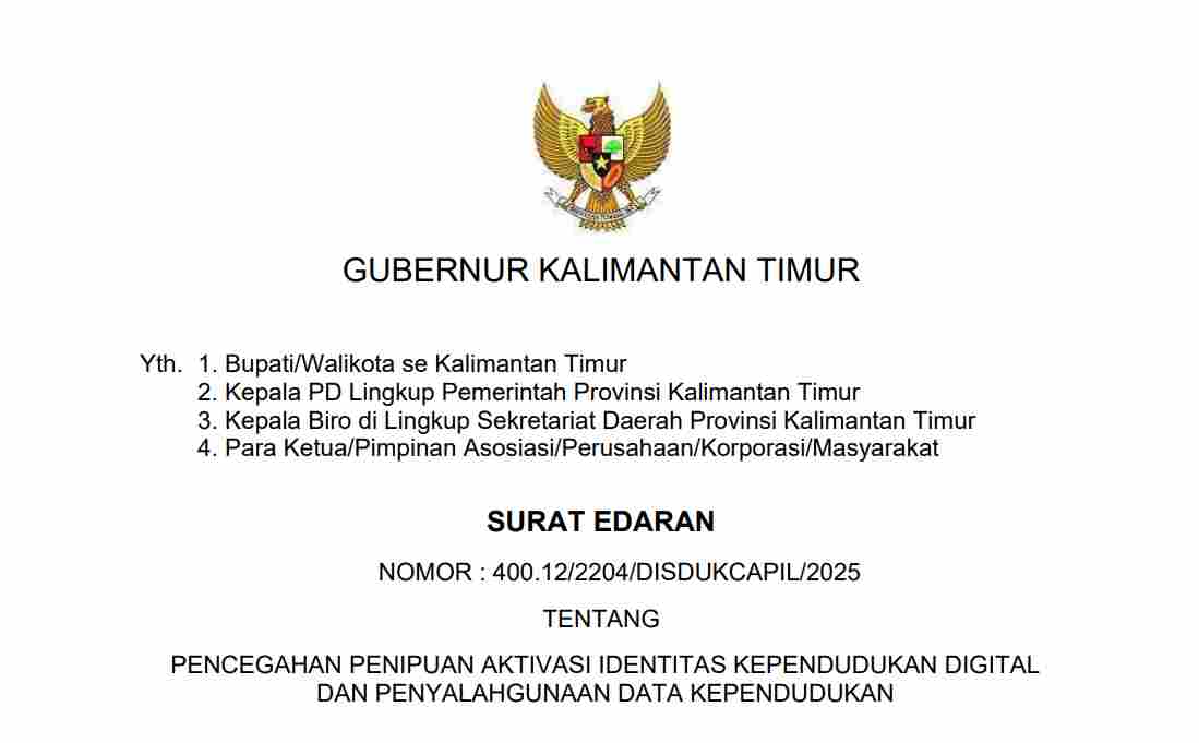 Pemprov Kaltim Terbitkan Surat Edaran Bahaya Penipuan Aktivasi IKD, Ini Modusnya