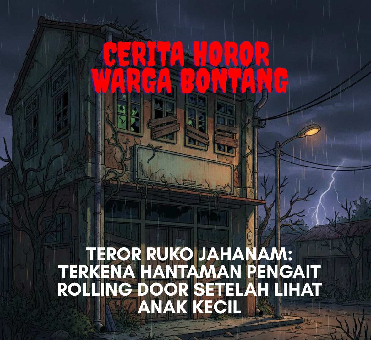 Cerita Horor Warga Bontang - Teror Ruko Jahanam: Terkena Hantaman Pengait Rolling Door setelah Lihat Anak Kecil