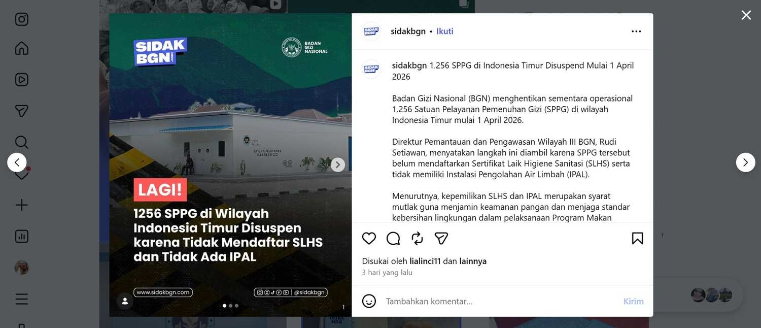 9 SPPG di Bontang Berhenti Beroperasi Sementara karena IPAL