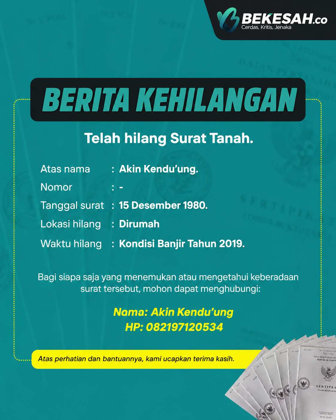 Berita Kehilangan
