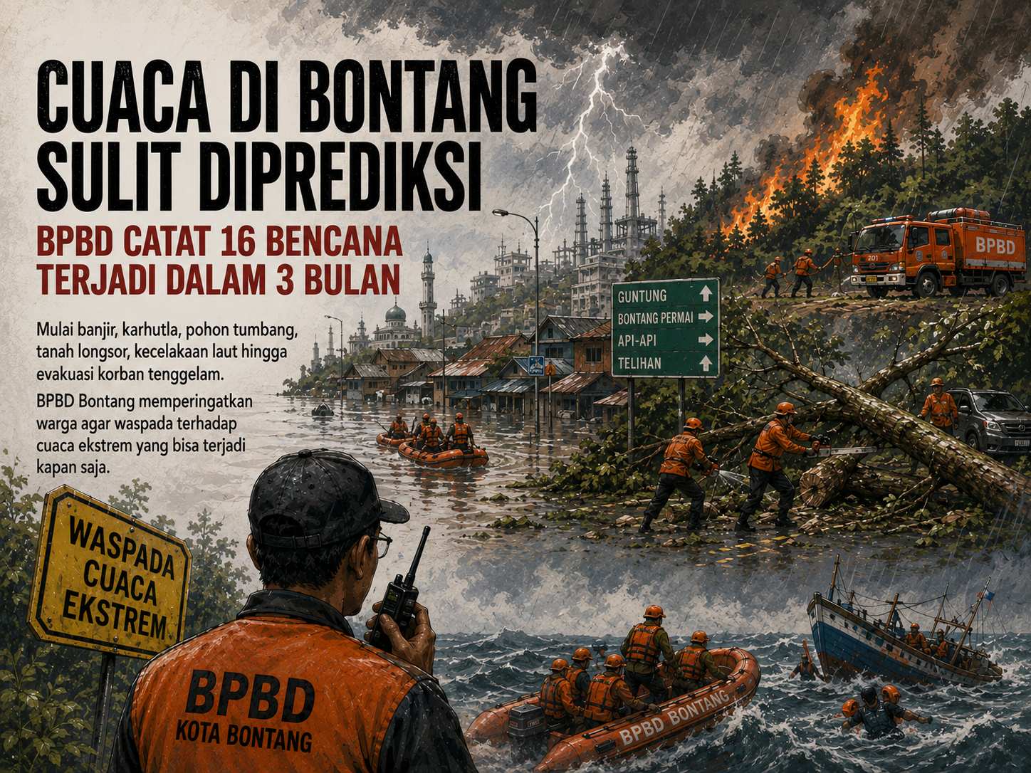 Cuaca di Bontang Sulit Diprediksi, BPBD Catat 16 Kejadian dalam 3 Bulan