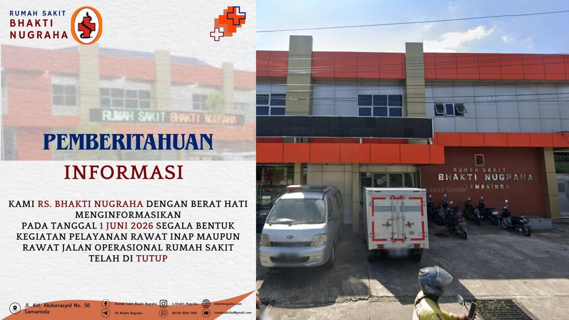 40 Tahun Berdiri, RS Bhakti Nugraha di Samarinda Berhenti Beroperasi