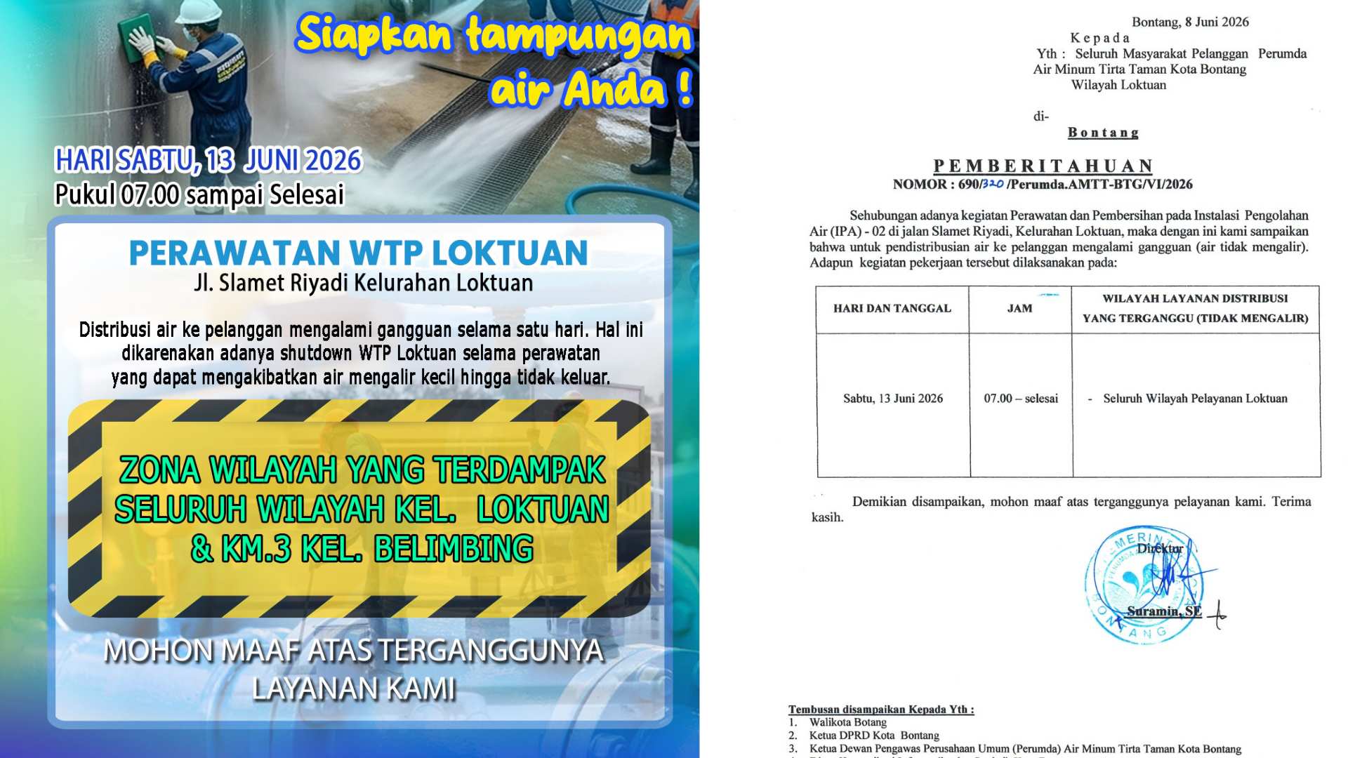 WTP Loktuan Bontang Shut Down Sabtu Ini, Warga Diminta Tampung Air