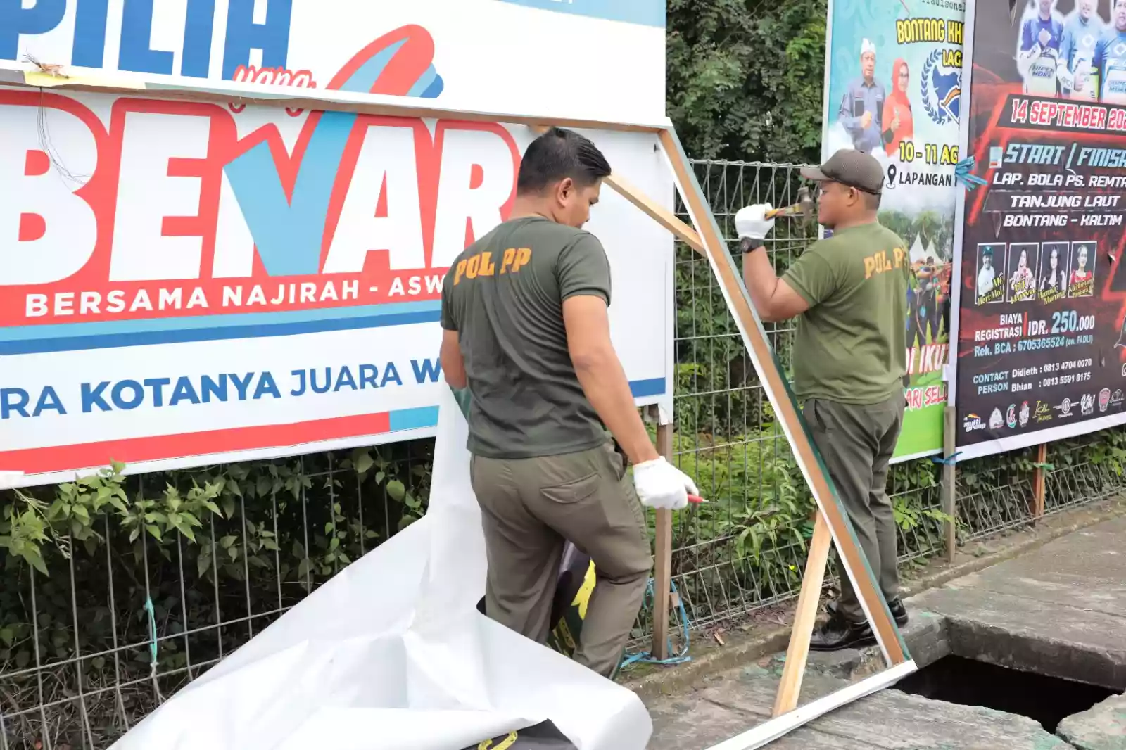 Satpol PP Bontang Tertibkan 137 Baliho dan Spanduk Tak Berizin