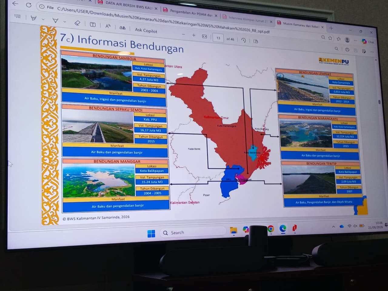 Muka Air Turun 20 Sentimeter, Bendungan Lempake Diperkirakan Hanya Mampu Bertahan 2 Minggu