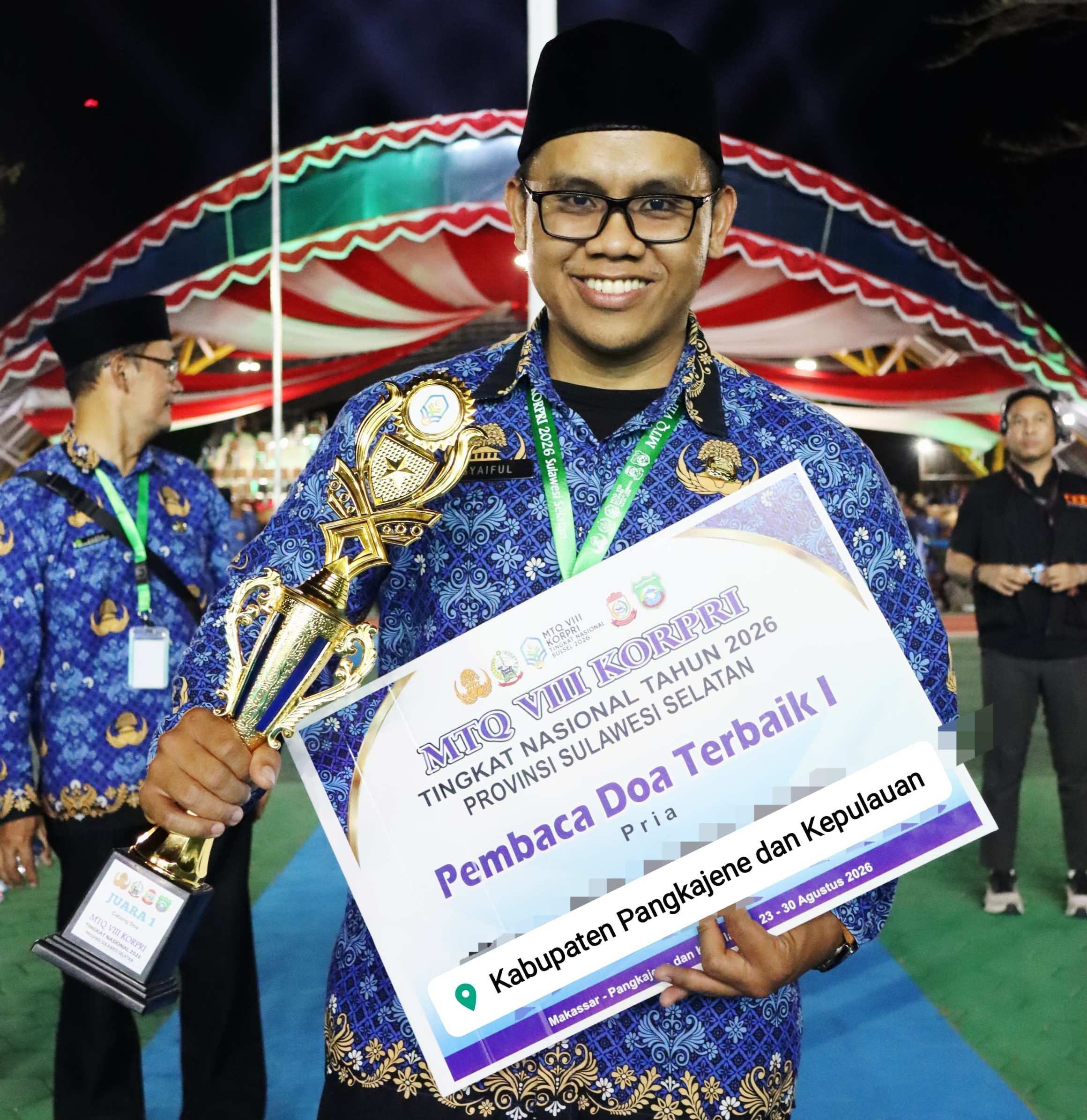 Mubalig BKDIB Harumkan Nama Bontang, Juara 1 Lomba Doa MTQ KORPRI VIII Nasional