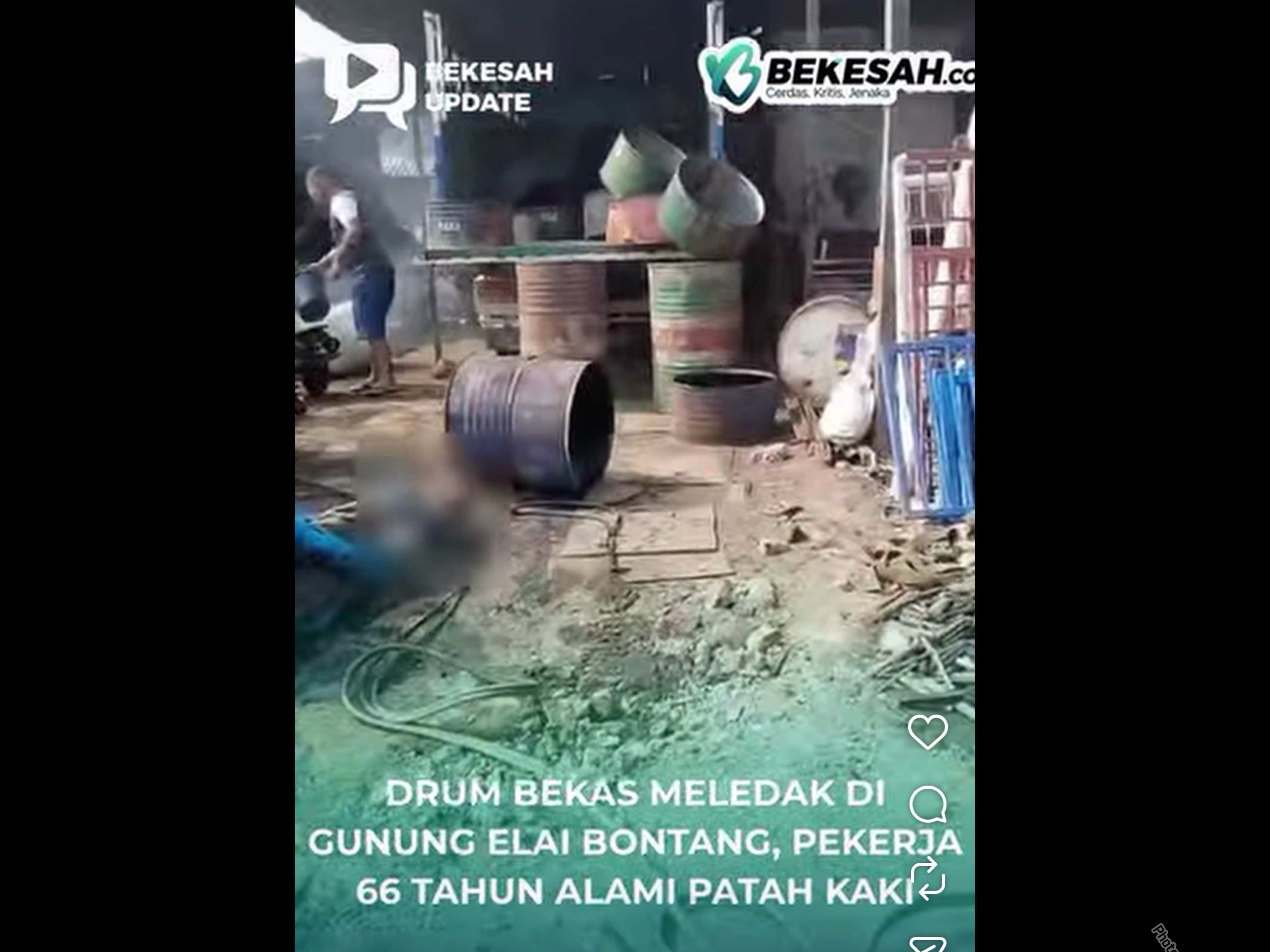 VIDEO: Detik-detik Drum Bekas Meledak di Gunung Elai Bontang, Pekerja Patah Kaki