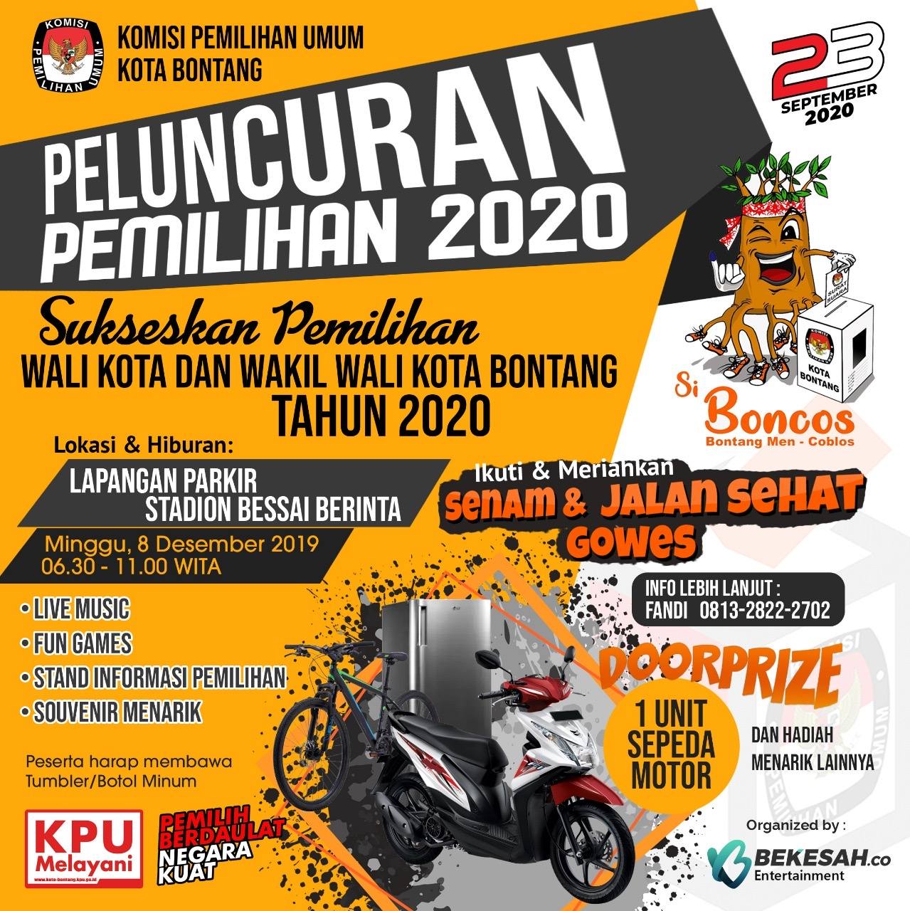 Besok Peluncuran Pemilihan Wali Kota dan Wakil Wali Kota Bontang 2020