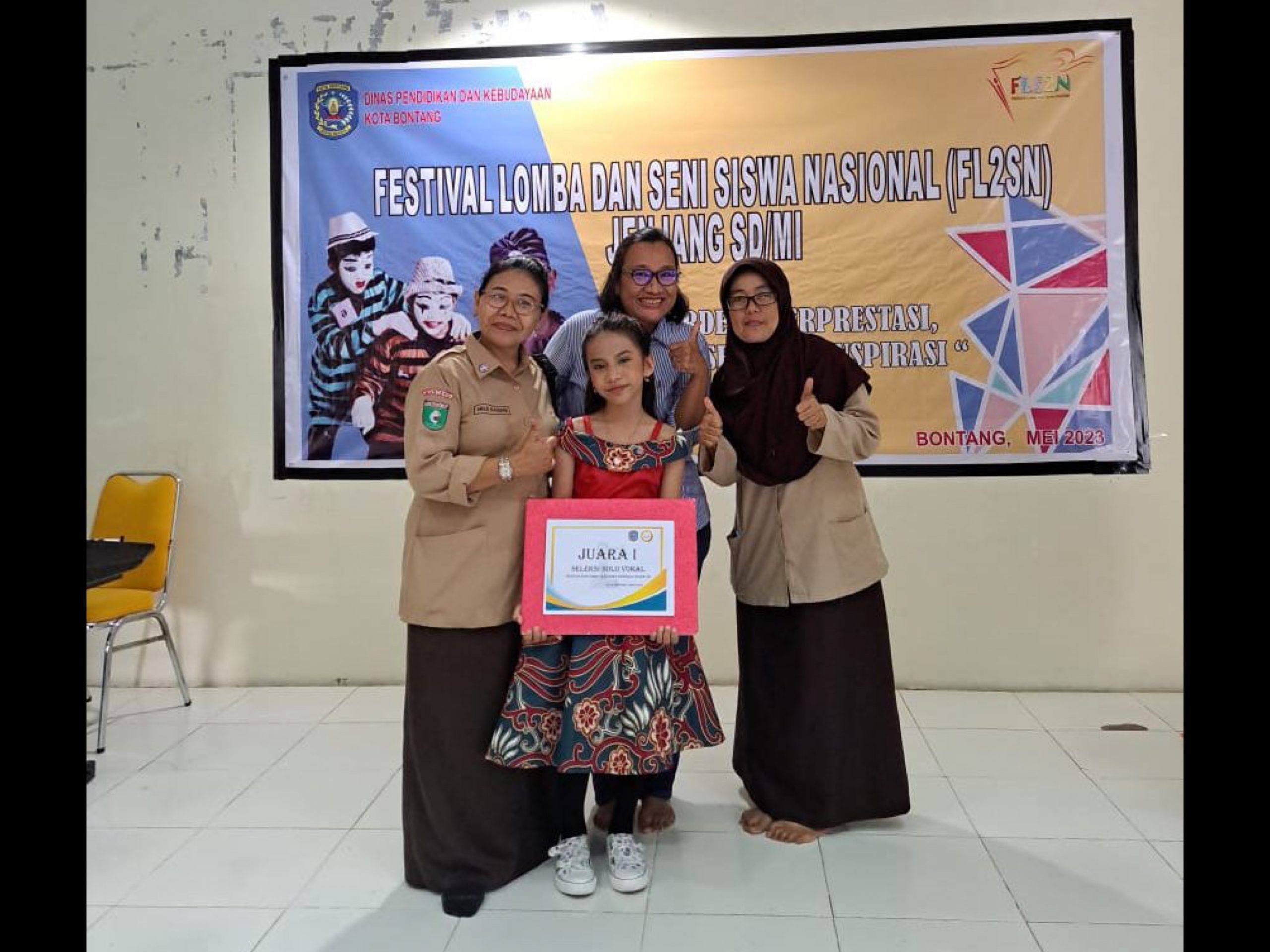 Siswi SD 2 YPK Sabet Juara 1 FLS2N Solo Vokal, Wakili Bontang di Tingkat Provinsi